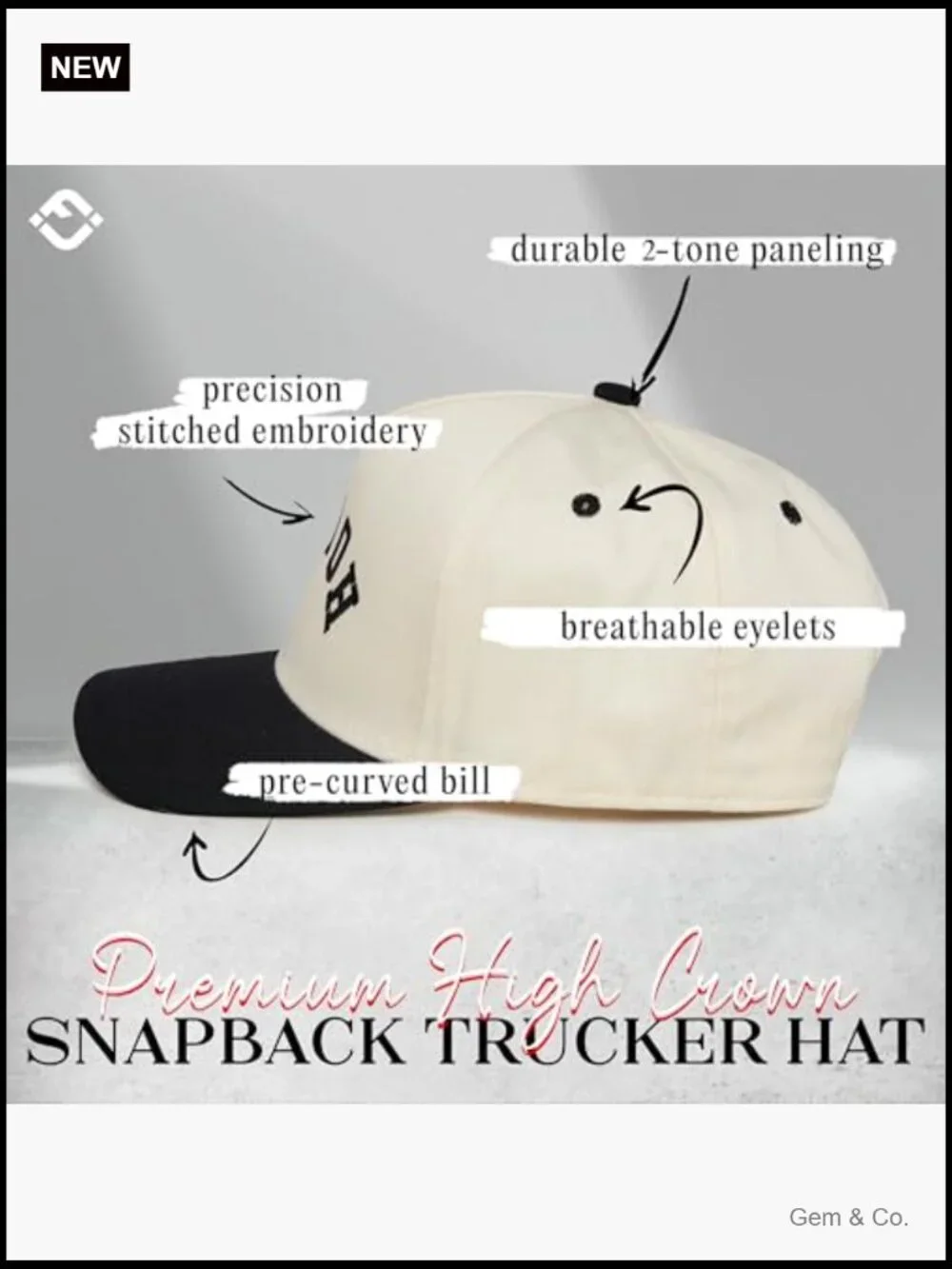 Vintage Canvas Snapback Hat - Adjustable 2 Tone Cap for Men Women